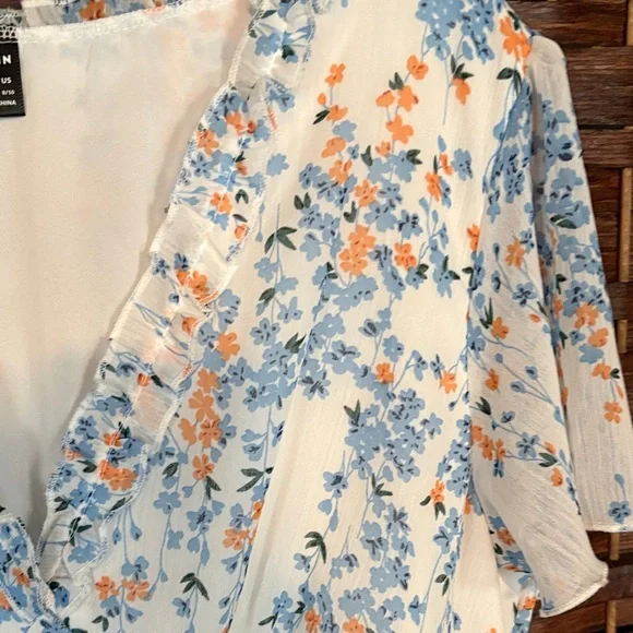 SHEIN White Mini Dress with Blue & Peach Floral Print - Picture 2 of 7